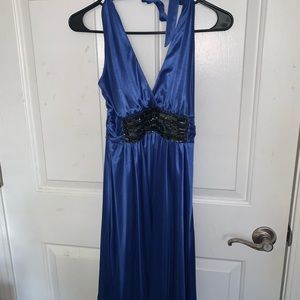 Royal blue dress with studded belt